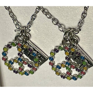 Best Friends Necklace Set 2pc Jewelry Gift Set 16.5" Peace Symbols Silver Plate